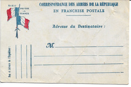 CARTE  Franchise Militaire  - GUERRE 14/18 - Carte Privée Dieu Protege La France - Lettere In Franchigia Militare