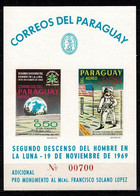 Paraguay Space 1970 Apollo 12, The Second Lunar Flight. Charity Stamps. Sheetlet Of 2 Stamps.  IMPERF - Paraguay