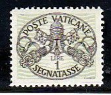 1946 Vaticano Vatican SEGNATASSE RIGHE LARGHE CARTA GRIGIA 1 Lira (16/I) MNH** Firm.Biondi - Taxes