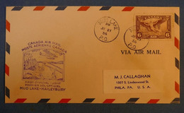 E11 CANADA BELLE LETTRE 1936 PAR AVION MUD LAKE POUR PHILA P.A.+ AFFRANCHISSEMENT PLAISANT - Airmail