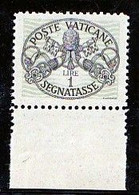 1946 Vaticano Vatican SEGNATASSE RIGHE LARGHE CARTA GRIGIA 1 Lira (16/I) MNH** Firm.Biondi - Postage Due