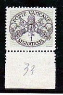 1946 Vaticano Vatican SEGNATASSE RIGHE LARGHE CARTA GRIGIA 1 Lira (16/I) MNH** Firm.Biondi - Taxes