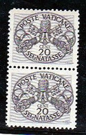 1946 Vaticano Vatican SEGNATASSE RIGHE LARGHE CARTA GRIGIA 20c (14/1) MNH** Coppia Firma Biondi - Postage Due