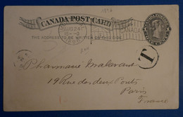 S3 CANADA BELLE CARTE ENTIER " DRAPEAU" RARE 1896 MONTREAL POUR PARIS FRANCE+ + AFFRANCH PLAISANT - Brieven En Documenten