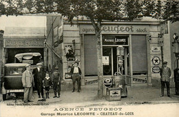 Château Du Loir * Façade Du Garage Automobile Agence PEUGEOT , Maurice LECOMTE * Pompe à Essence * Auto Voiture - Chateau Du Loir