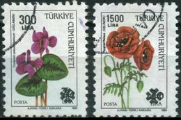 Turkey 1984 Mi 2896-2897 O, Corn Poppy (Papaver Rhoeas) | Cyclamen (Cyclamen Pseudoibericum) | Flowers - Oblitérés