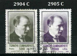 Turkey 1990 Mi 2904 C - 2905 C  O, Mustafa Kemal ATATÜRK, Regular Issue Stamps - Usati