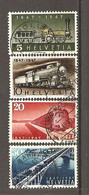 21869 SVIZZERA.  1947 Centenario Delle Ferrovie Svizzere. Serie Completa.   (V) - Vrac (max 999 Timbres)