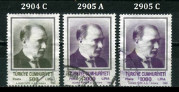 Turkey 1990 Mi 2904 C - 2905 A  & 2905 C O, Mustafa Kemal ATATÜRK, Regular Issue Stamps - Usati