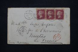 ROYAUME UNI - Victoria 1p. X3 Sur Enveloppe Pour La France En 1874 - L 114400 - Lettres & Documents