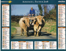 Almanach Du Facteur, Calendrier De La Poste, 2008 : Haute-Saône - Territoire De Belfort: Attelage De Bœufs, Troupeau - Grand Format : 2001-...