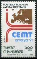 Turkey 1991 Mi 2925 [NO GUM], European Conferance Of The Ministers Of Transportation - Oblitérés