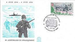 Env Fdc 6/6/84 Arromanches, N°1799 Yt, 40 Ans Du Débarquement En Normandie, D Day, - 1980-1989