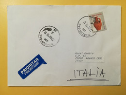 2010 BUSTA COVER ROMANIA ROMANA ROUMANIE BOLLO CERAMIC PRIORITY OBLITERE'  FOR ITALY - Briefe U. Dokumente