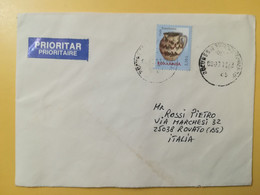 2011 BUSTA COVER ROMANIA ROMANA ROUMANIE BOLLO CERAMIC PRIORITY OBLITERE'  FOR ITALY - Lettres & Documents