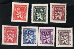 CECOSLOVACCHIA (CZECHOSLOVAKIA) -  SG O490.497  - 1947 OFFICIAL STAMPS: LION  - UNUSED* - Official Stamps