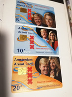 NETHERLANDS 3X SERIE   CHIPCARD AMSTERDAM ARENA/ KING ALEXANDER/ QUEEN MAXIMA NETHERLANDS  ADVERTISING     ** 6889 ** - Cartes GSM, Prépayées Et Recharges