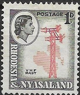 RHODESIA & NYASALAND 1959 VHF Mast - 1d - Red And Black MNG - Rhodesia & Nyasaland (1954-1963)
