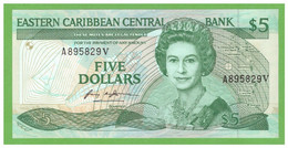 SAINT VINCENT EAST CARRIBEAN STATES 5 DOLLARS 1986/1988  P-18v UNC - East Carribeans