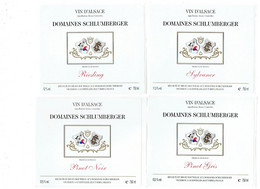 LOT 4- AUTOCOLLANT Etiquette De Vin Alsace DOMAINES SCHLUMBERGER Sylvaner Pinot GUEBWILLER Riesling - 750 Ml - Riesling