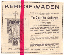 Antwerpen Pub Reclame - Kerkgewaden Van Sina /Van Goubergen - Orig. Knipsel Coupure Tijdschrift Magazine - 1925 - Advertising