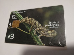 PORTUGAL   CHIPCARD  € 3,- ESPECIE PROTEGIDA 50 IMPULSOS / CAMALEAO/CAMELEON   /   MINT IN WRAPPER      **6898** - Portugal