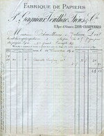 FACTURE.LYON-CHARPENNES.FABRIQUE DE PAPIERS P.GAGNIEUR,VERILHAC FRERES & Cie.11 RUE D'ALSACE.2 PIECES. - Imprimerie & Papeterie