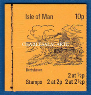 ISLE OF MAN 1973 STITCHED BOOKLET  10p. DERBYHAVEN COVER   UPRIGHT PANES S.G. SB 1 U.M. - Isle Of Man
