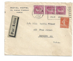 (C09) - Y&T N° 293 X3 + 235 - LETTRE AVION PARIS RP AVION => USA 1937 - TARIF 1-10 GRS DU 01/05/1931 - Cartas