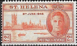 ST HELENA 1946 Victory - Houses Of Parliament, London - 2d - Orange MH - St. Helena