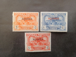 PORTOGALLO ACORES AZORES AZZORRE 1925 The 100th Anniversary Portoguese Stamps Overprinted "Azores" MNHL - Nuovi