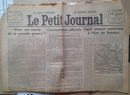 WWI Quotidien Le Petit Journal 14 Juillet 1916 Front De La Somme Assaut Continue A Verdun - Le Petit Parisien