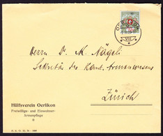 1925 10 Rp Marke Mit Kleiner Ziffer 381, Hülfsverein Oerlikon Nach Zürich. - Franchigia