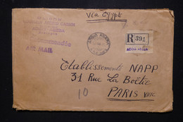 ETHIOPIE - Enveloppe En Recommandé De Addis Ababa Pour Paris En 1945, Affranchissement Multiple Au Verso- L 114459 - Ethiopia