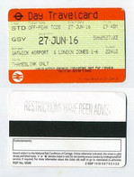 Day Travelcard 2016 Gatwick Airport & London Zones 1-6. Thameslink Only. Stamp On Back : Restrictions Have Been Advised - Europa