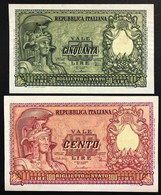 50 Lire Spl +100 Lire Italia Elmata 1951 Q.fds  Di Cristina LOTTO 3403 - 50 Lire