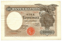 25 LIRE BANCA D'ITALIA AQUILA CON BANDIERA SABAUDA 01/07/1918 BB/SPL - Sonstige