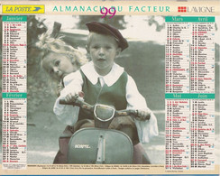 Almanach Du Facteur, Calendrier De La Poste, 1999 : Haute-Saône, Belfort, Enfants Sur Scooter, Enfants Assis. - Grand Format : 1991-00
