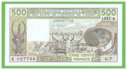 SENEGAL W.A.S. 500 FRANCS 1981  P-760Kcx   UNC - Sénégal