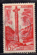 VALLEES D'ANDORRE Français FRENCH ANDORRA FRANCE FRANCESE 1955 1958 GOTHIC CROSS 15fr USATO USED OBLITERE - Usati