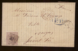 Espagne 1874 Lettre Cover Cachet Timbre N°135 40c à Destination Saint Dié Vosges - Cartas & Documentos