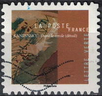 France 2021 Oblitéré Used Vassily Kandinsky Oeuvre Dans Le Cercle Troisième Timbre Volet Droit Y&T 1976 - Gebraucht