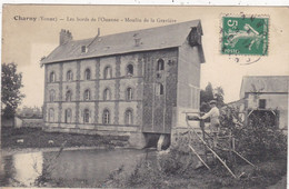 89. CHARNY . CPA. RARETE. LES BORDS DE L'OUANNE. MOULIN DE LA GRAVIERE. ANIMATION. ANNÉE 1914+ TEXTE - Charny
