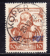 TRIESTE B 1951 PRIMOZ TRUBAR STAMPA PRIMO LIBRO SLOVENO YUGOSLAVIA OVERPRINT SOPRASTAMPATO JUGOSLAVIA USATO USED OBLITER - Afgestempeld