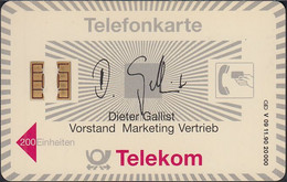 GERMANY V09/90 Telekom - Gallist - Danke -  200 Einheiten - V-Series : VIP Et Cartoncini Da Visita
