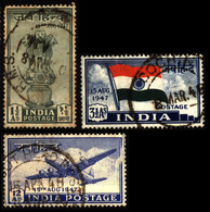 India 1947 Mi 183-185 Independence - Oblitérés