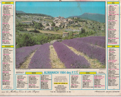 Almanach Du Facteur, Calendrier De La Poste, 1984: Côte D'Or: Champ De Lavande Aurel (05), Moutons En Dauphiné (38) - Grand Format : 1981-90