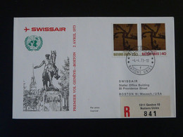 Lettre Premier Vol First Flight Cover Geneve United Nations Boston 1973 Swissair United Nations 98739 - Cartas & Documentos