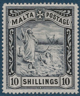 Malte Naufrage De St Paul N°16* 10 Shilling Bleu Noir Frais & TTB Signé SERRANE - Malte