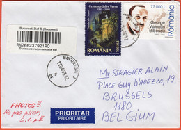 ROMANIA - Rumänien - Posta Romana - 2005 - 19000 Centenar Jules Verne + 77000 Bibescu - Registered - Viaggiata Da Bucure - Cartas & Documentos